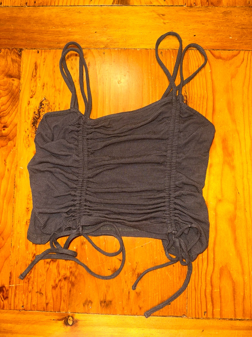 American Eagle Outfitters Gray Ruched Cami with Side Ties